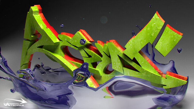 Green and Red Graffiti Letters