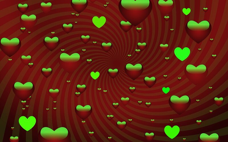 Green and Red Hearts