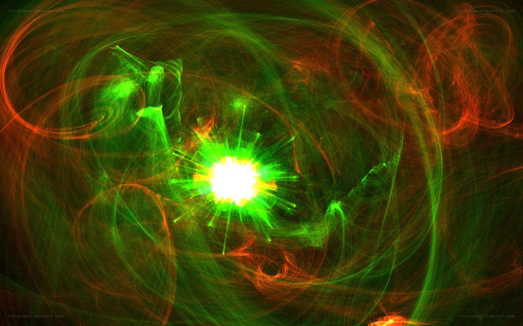 green and red light swirls