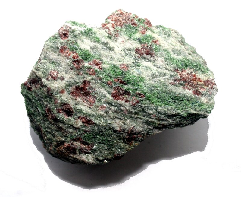 green and red mineral specimen