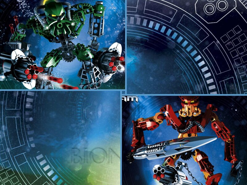 Green and Red Robot Figures