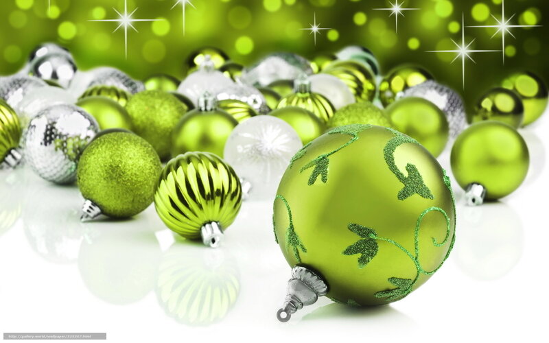 Green and silver Christmas ornaments
