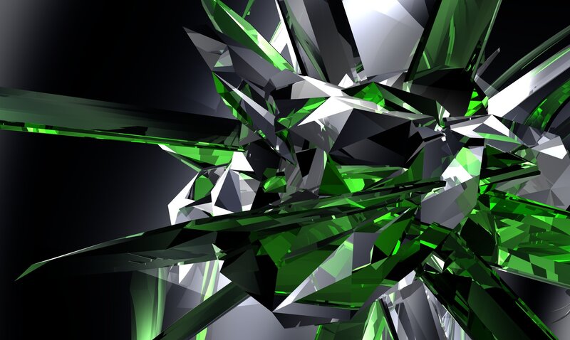 green and silver crystal explosion
