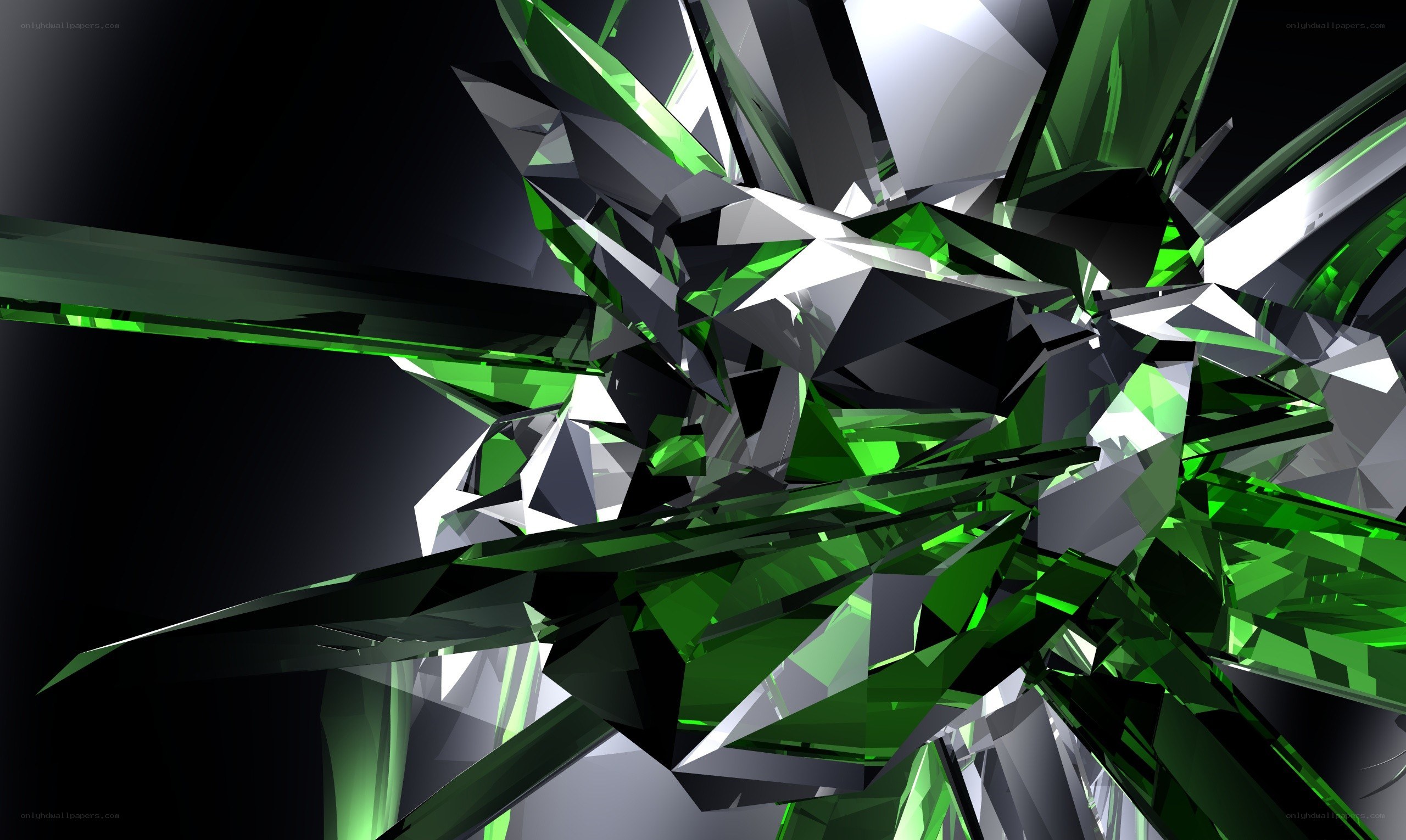 green and silver crystal explosion