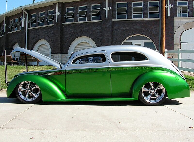 green and silver custom car