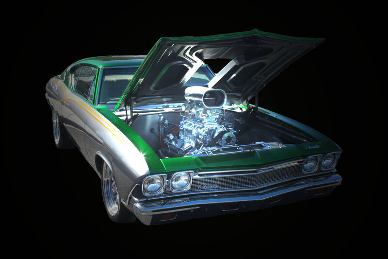 Green and Silver Muscle Car