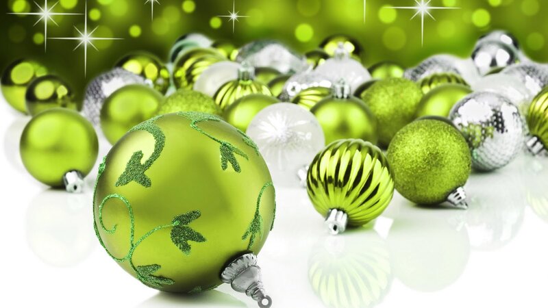 Green and Silver Ornaments — Festive, Winter