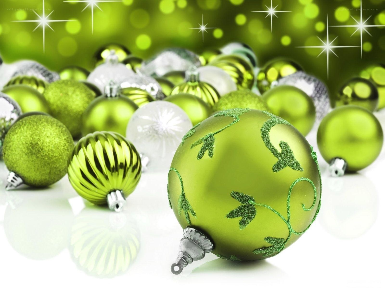 green and silver ornaments