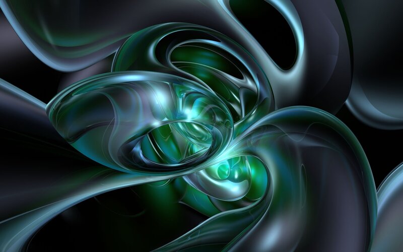 Green and Silver Swirls — Mysterious, Abstract