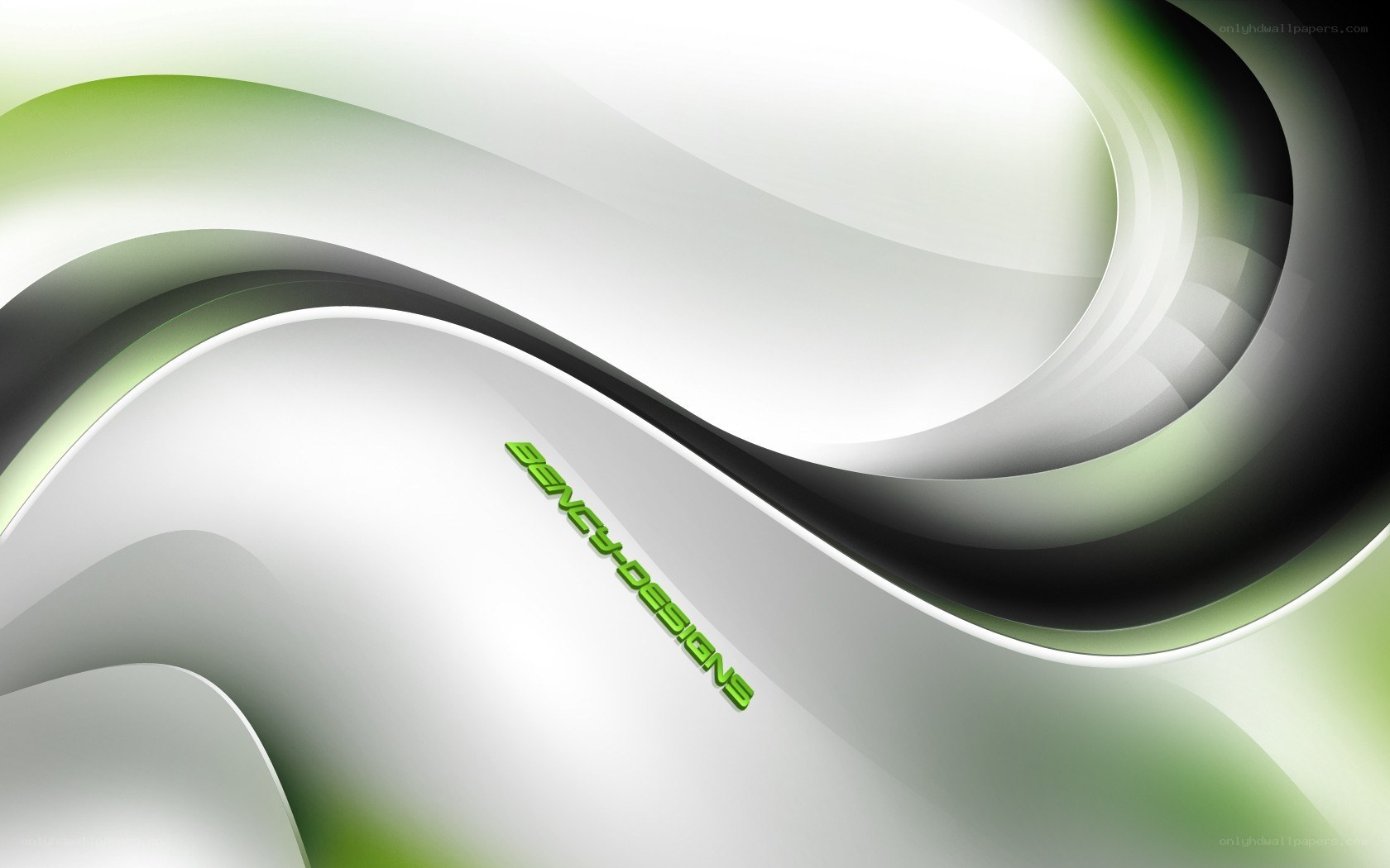 Green and white abstract waves
