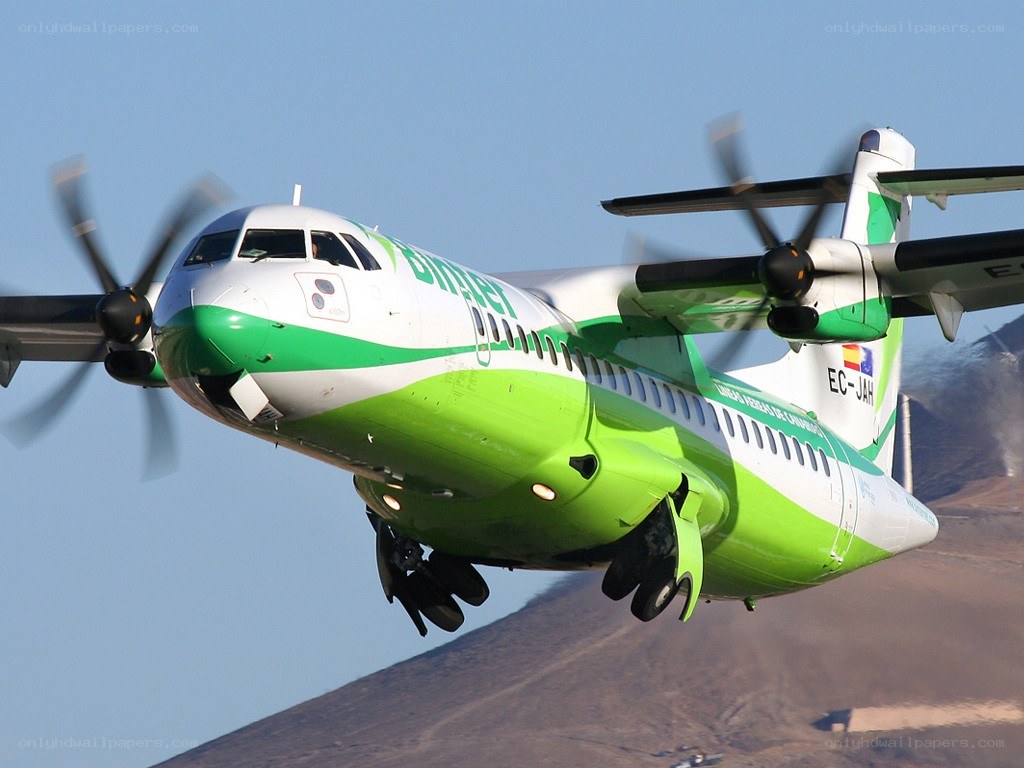 Green and white airplane in flight