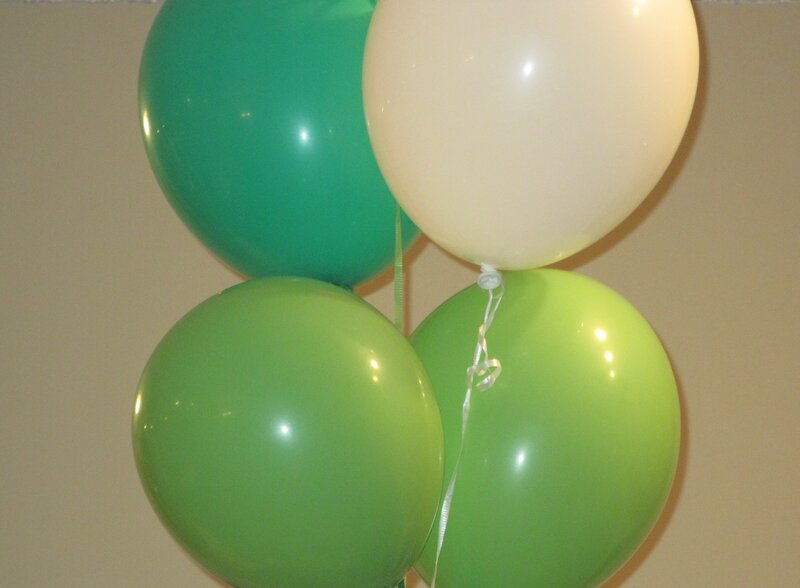 Green and White Balloons