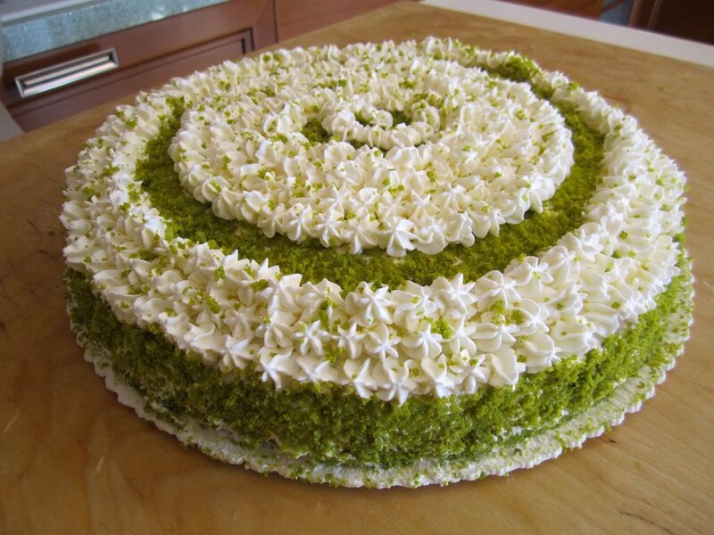 Green and White Cake