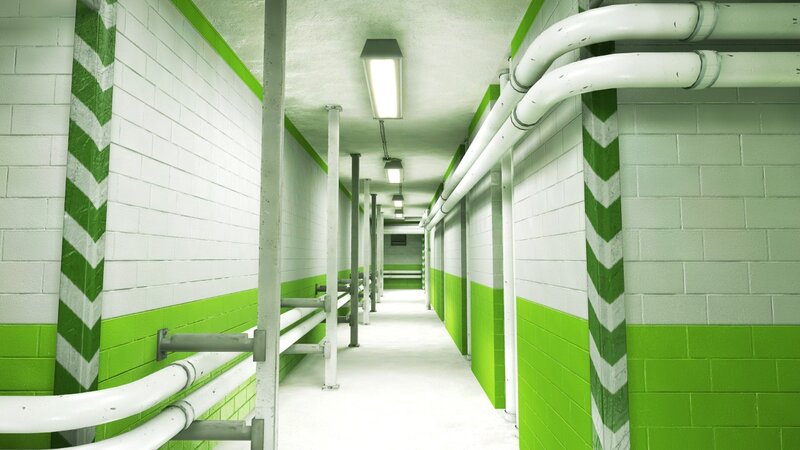 green and white corridor