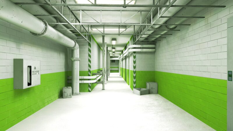 Green and White Corridor — Sterile