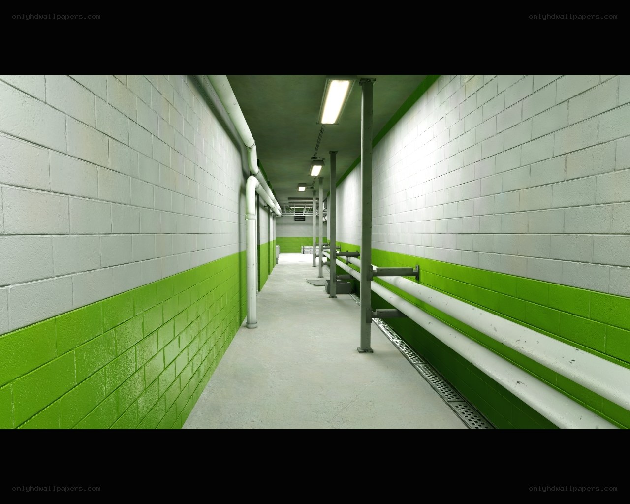 green and white corridor