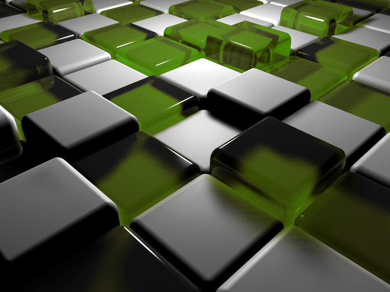 green and white cube pattern