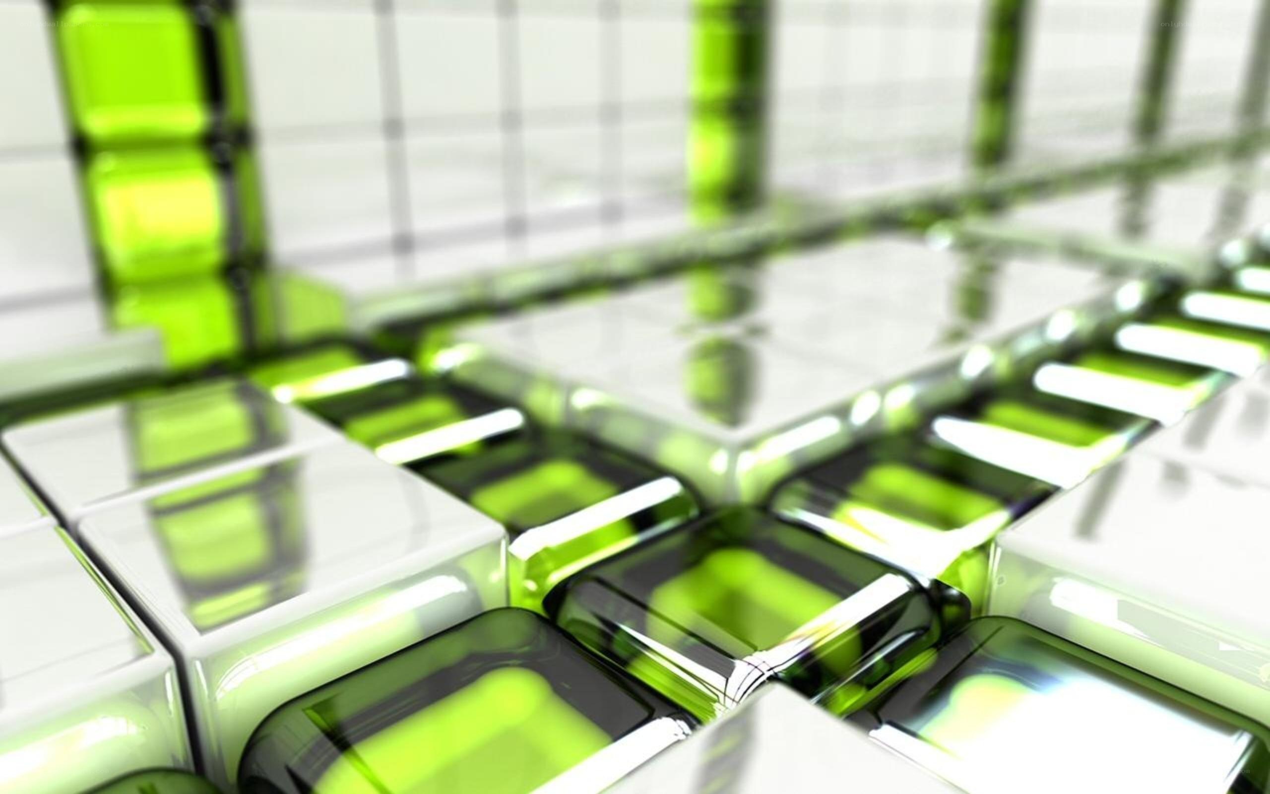 green and white cubes