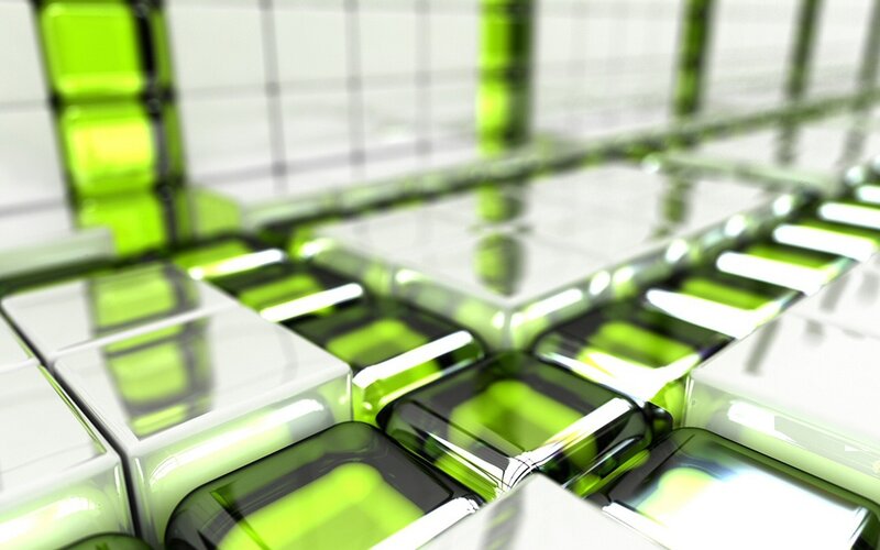 green and white cubes