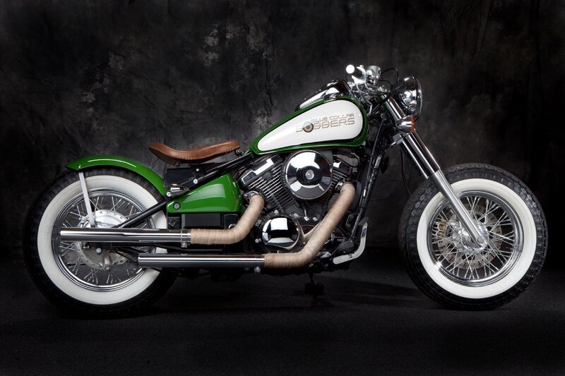 green and white custom chopper