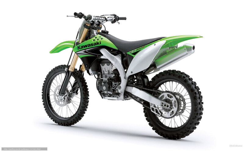 Green and White Dirt Bike — Neutral, Photograph, Motorcycle