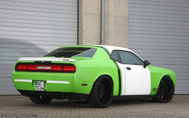 green and white dodge challenger