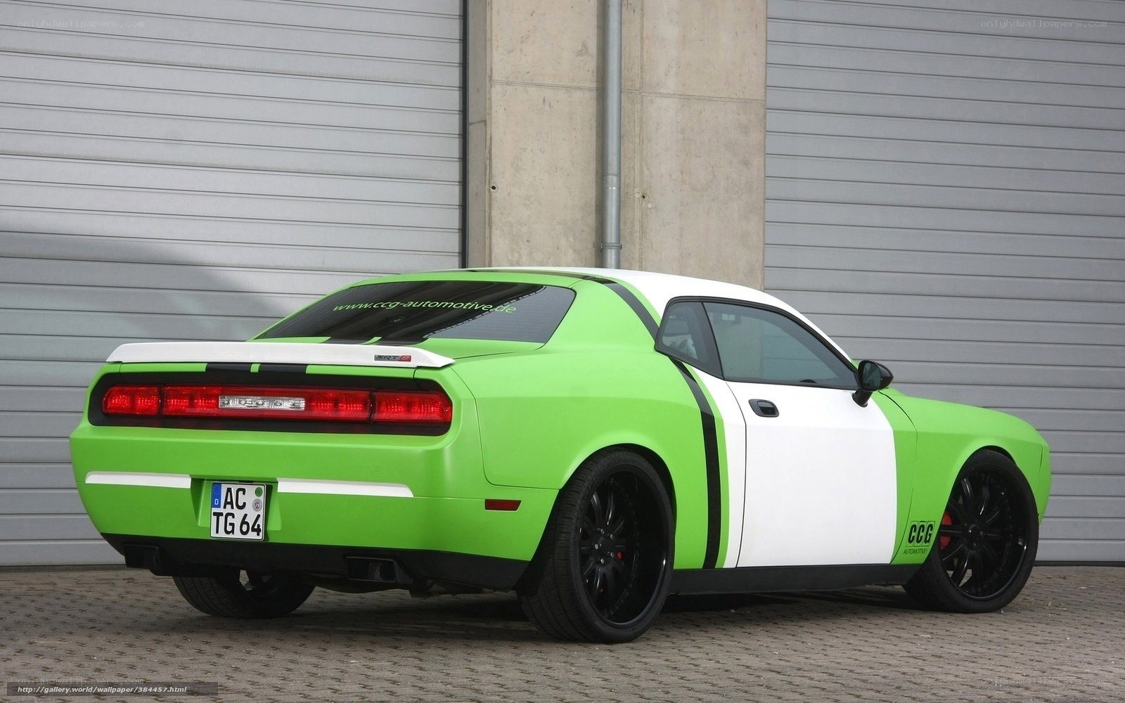 green and white dodge challenger