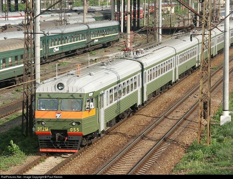 Green and white electric train
