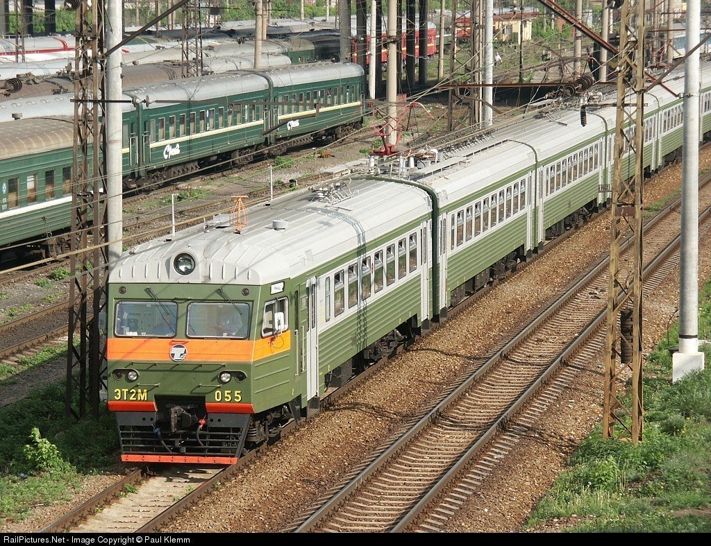 Green and white electric train