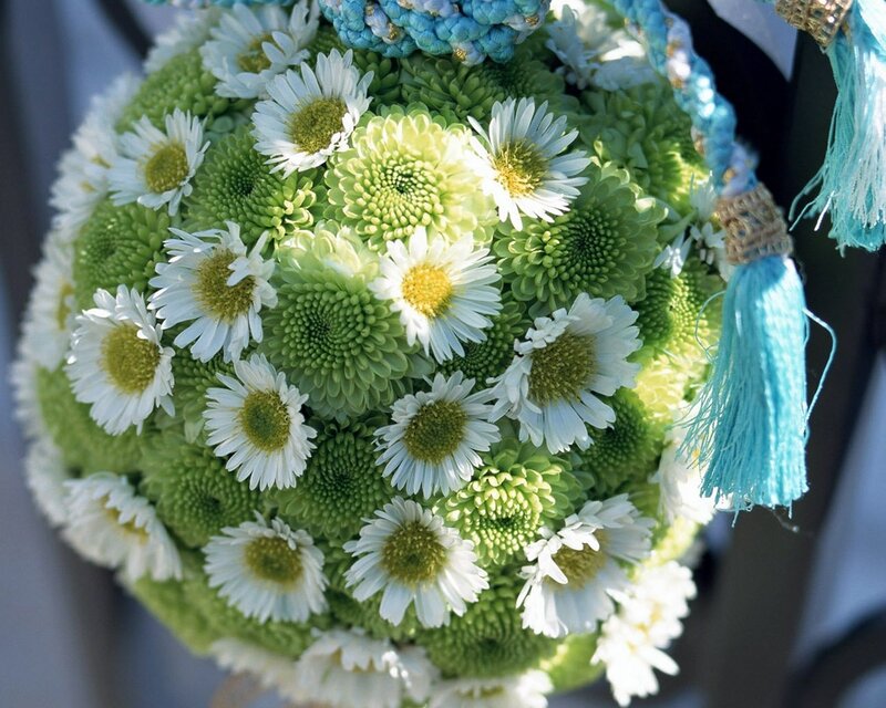 green and white floral bouquet