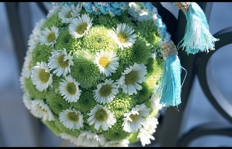 Green and White Flower Ball
