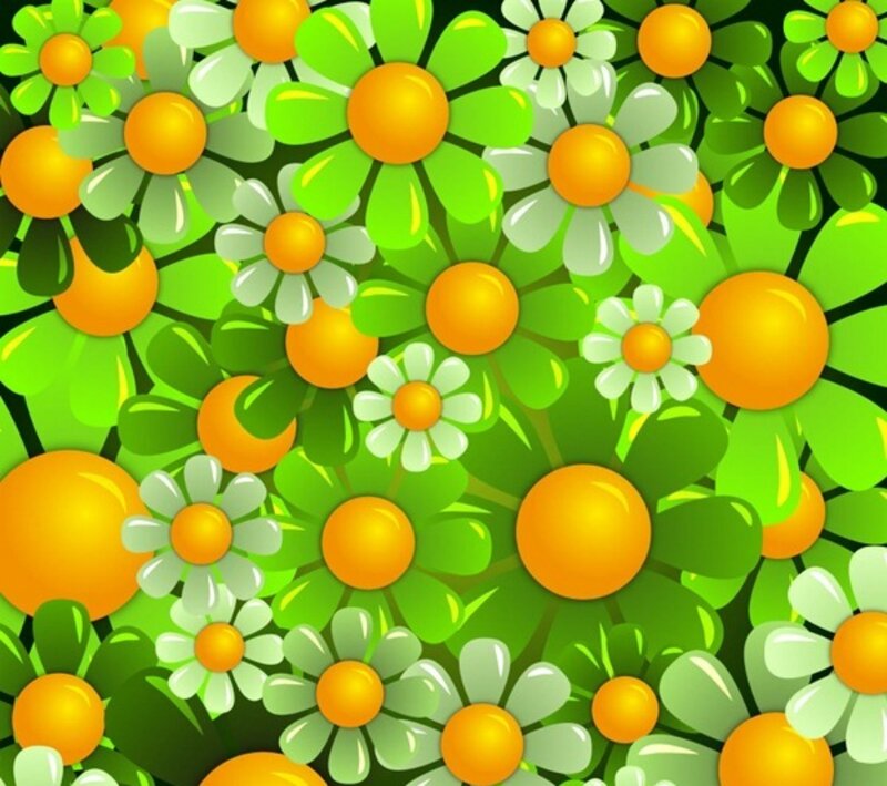 Green and White Flowers — Vibrant