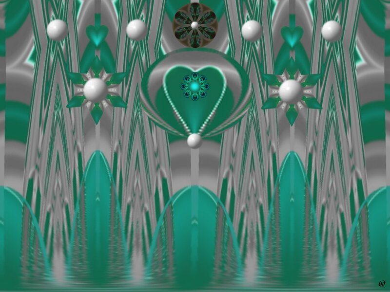 Green and White Fractal Pattern — Symmetrical