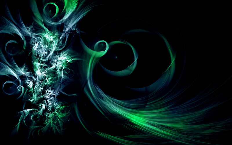 green and white fractal swirls