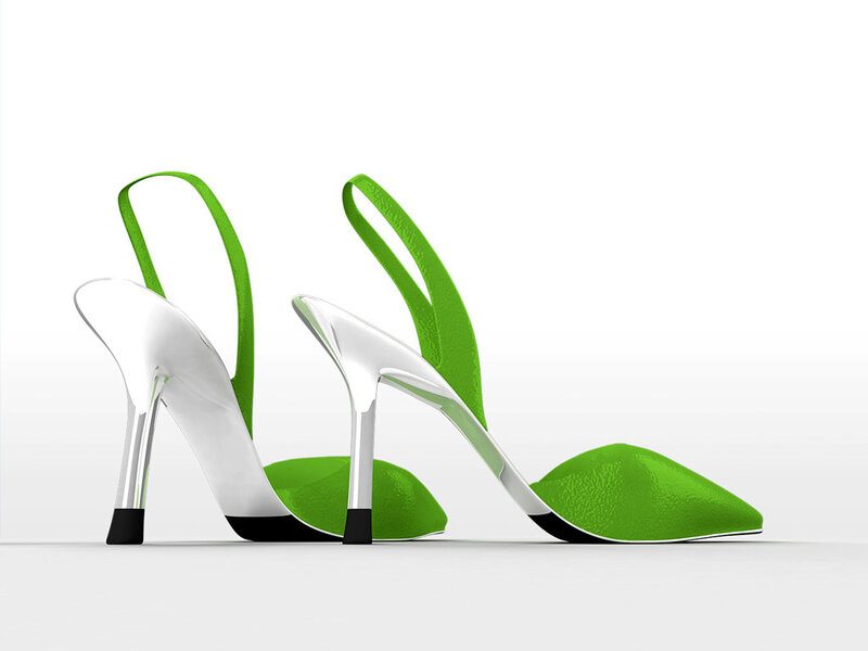 Green and White High Heels — Minimalist