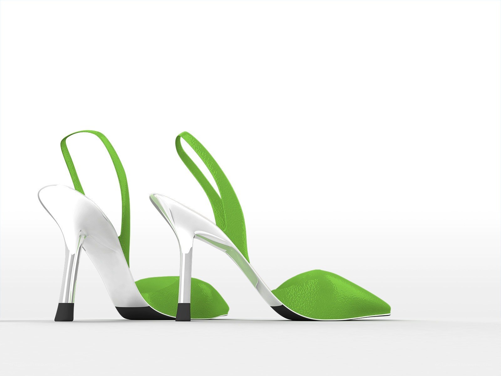 green and white high heels