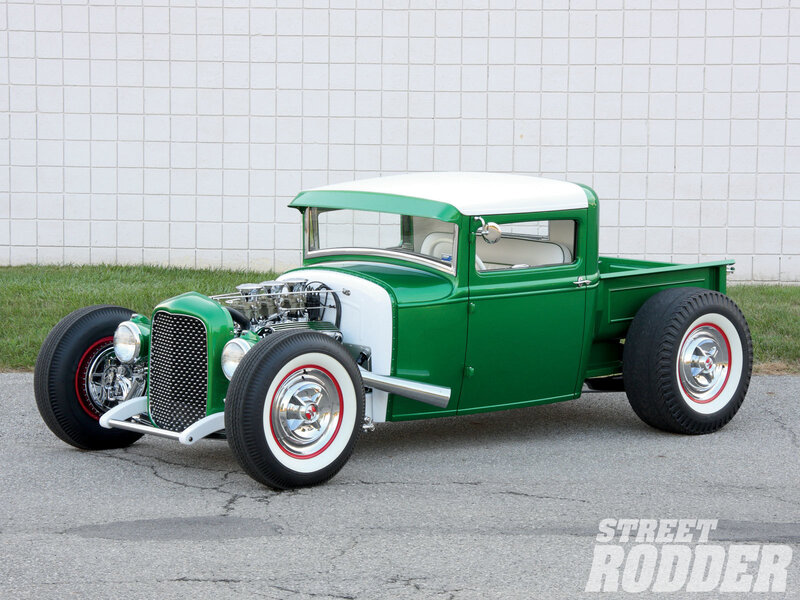 Green and White Hot Rod Truck