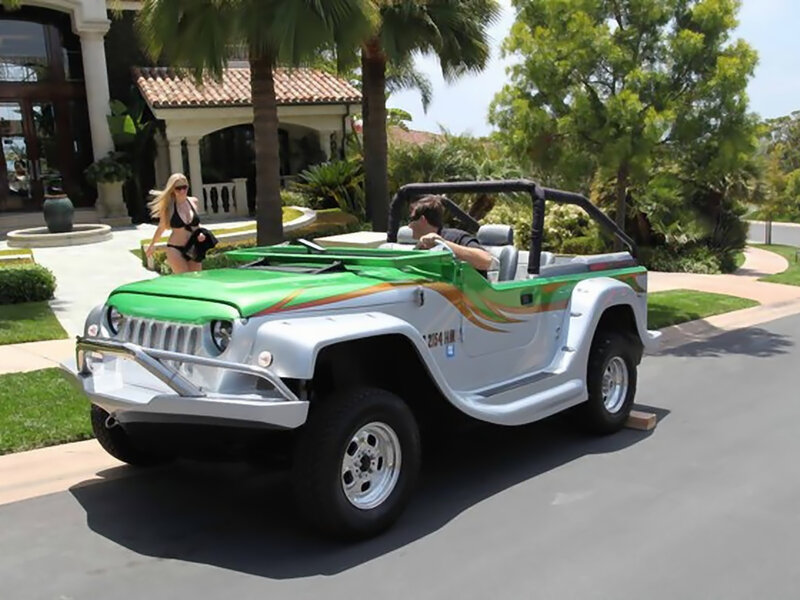 Green and White Jeep