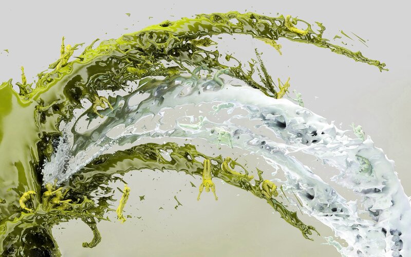 Green and white liquid splash