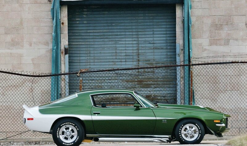 Green and White Muscle Car — Industrial