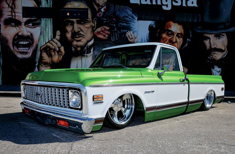 Green and White Pickup Truck — Dramatic
