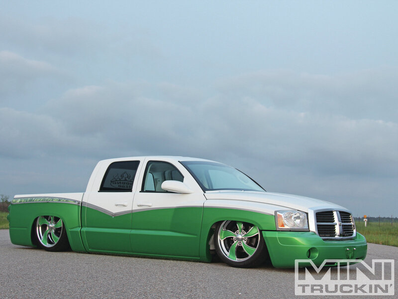 Green and White Pickup Truck