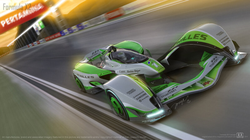 Green and White Race Car — Dynamic, Sunset
