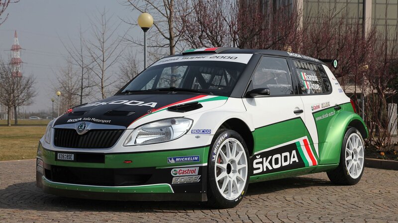 Green and White Rally Car