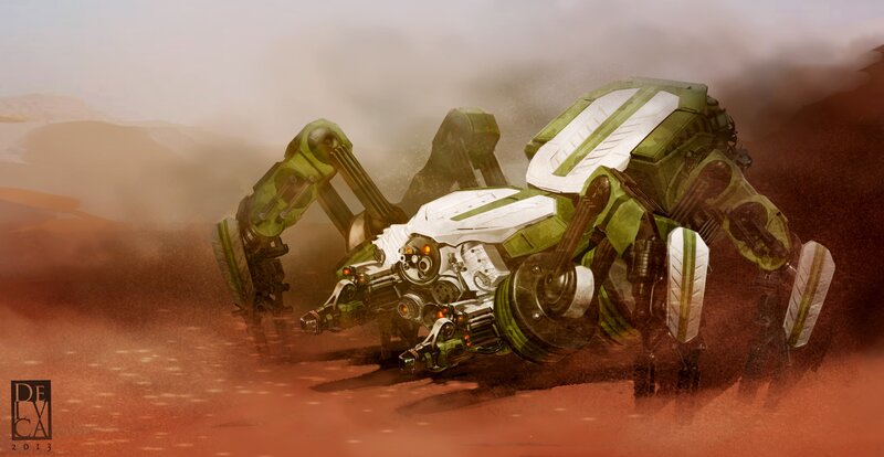 Green and White Robot — Dramatic, Digital Art
