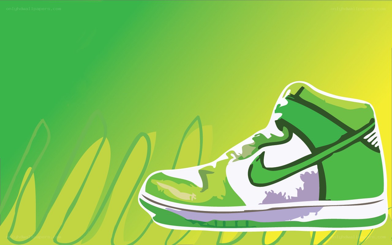 green and white sneaker illustration