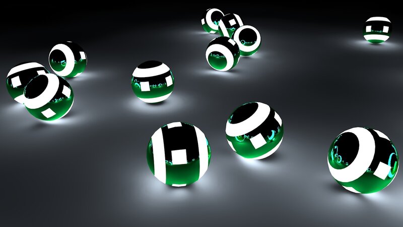 Green and White Spheres — Dark