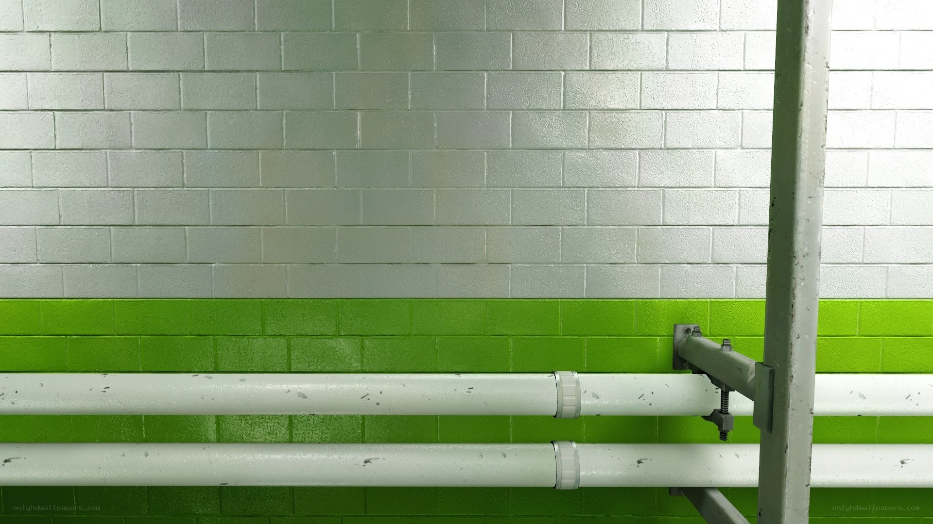 green and white tiled wall