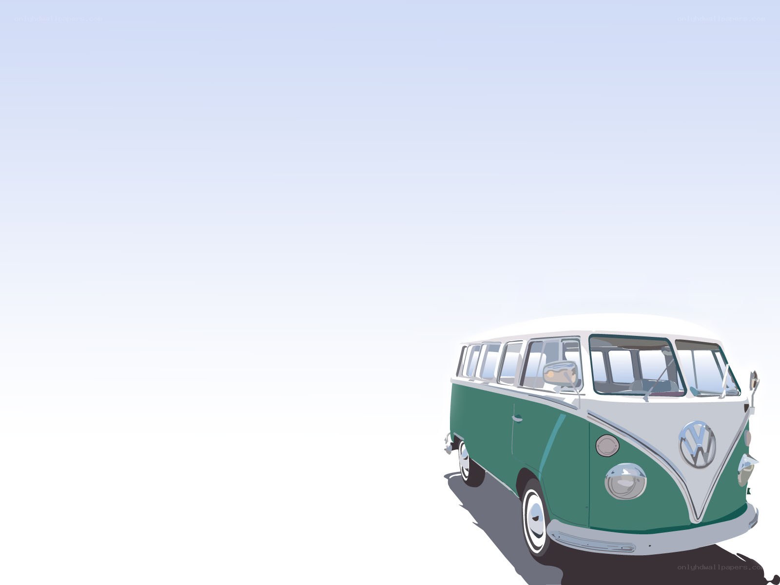 Green and white van illustration