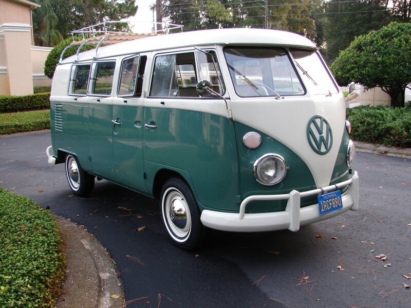 Green and White Van